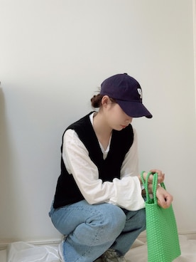 「BEAUTY&YOUTH UNITED ARROWS（ビューティーアンドユースユナイテッドアローズ）のBY∴ ダブルハンドルミニバスケット/カゴバッグ（かごバッグ、パープル系）」を使った、HIJIRIさん（レディース・155cm）の秋コーディネート