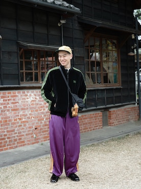 「Needles（ニードルス）のアイテム」を使った、ZHE GANGさん（メンズ・177cm）の冬コーディネート