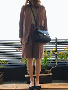 「green label relaxing（グリーンレーベルリラクシング）のアイテム（セットアップ）」を使った、ゆさん（レディース・166cm）の秋コーディネート