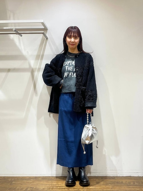 【美品】ビアズリー　袖ニット　ブルゾン　切替　ネイビー　ゆったり BEARDSLEY（ビアズリー）の「季節の変わり目にも便利 ZIPニット