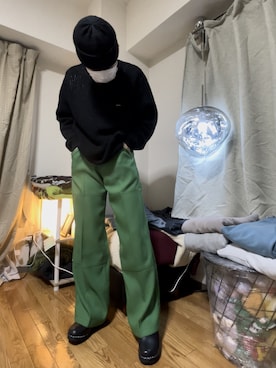 「DAIRIKU（ダイリク）のアイテム（スラックス）」を使った、koribieさん（メンズ・160cm）の春コーディネート