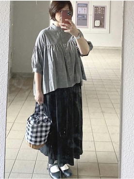 「Libra Cue（リブラ キュー）のアイテム（かごバッグ）」を使った、ちずたろーさん（レディース・158cm）の夏コーディネート