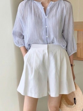 「MINS MINIS（ミンスミニス）のアイテム」を使った、perky room スタッフさん（レディース・164cm）の夏コーディネート