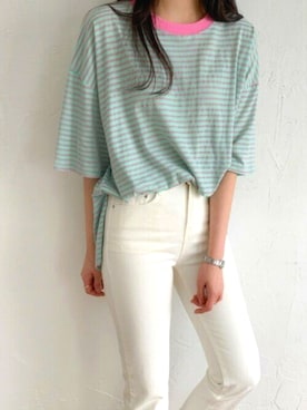 「MINS MINIS（ミンスミニス）のアイテム」を使った、perky room スタッフさん（レディース・166cm）の夏コーディネート