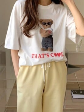 「MINS MINIS（ミンスミニス）のアイテム」を使った、perky room スタッフさん（レディース・158cm）の夏コーディネート