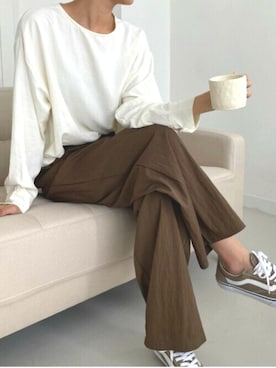 「MINS MINIS（ミンスミニス）のアイテム」を使った、perky room スタッフさん（レディース・168cm）の秋コーディネート