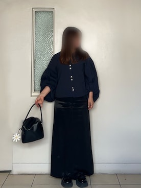 「ADAM ET ROPE'（アダムエロペ）の2WAYバッグ（ショルダーバッグ、ブラック系）」を使った、m---＊さん（レディース・156cm）の夏コーディネート