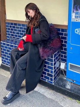 「Mila Owen」｜「アイテム（チェスターコート）」を使った、藤咲さん（レディース・168cm）の冬コーディネート
