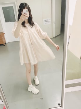 「ヘアアクセ」｜「アイテム（ワンピース/ドレス）」を使った、Yukiö さん（レディース・168cm）の夏コーディネート