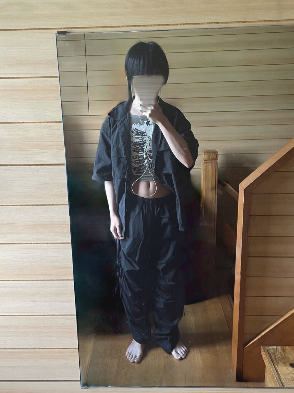 「モード、レディース男子、レイヤードスタイル、プチプラ、y2k、femboy」｜「AliExpressのアイテム（キャミソール、グリーン系）」を使った、rakuru さん（骨格ナチュラル・メンズ・163cm）の夏コーディネートの1枚目の写真