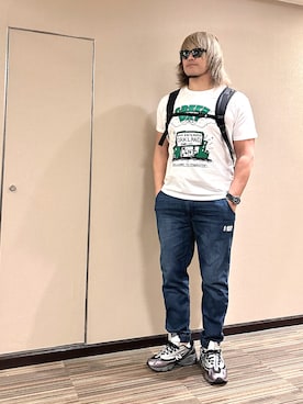 「大垣で買ったTシャツのアイテム（Tシャツ/カットソー）」を使った、棚橋弘至さん（メンズ・181cm・40代）の夏コーディネート