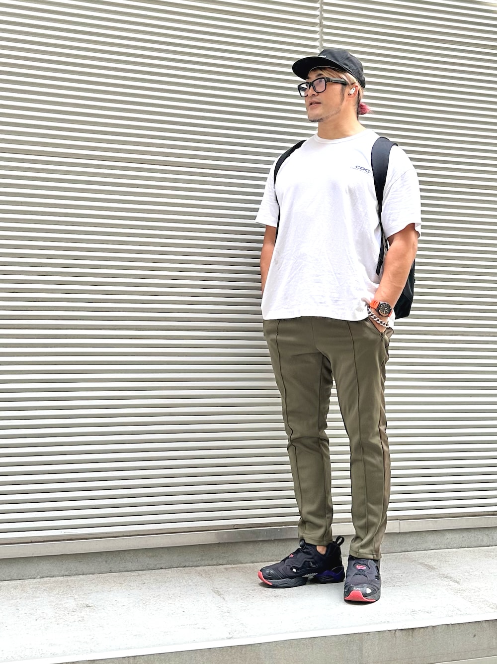 「PUMP FURY」｜「NEW ERAのアイテム（キャップ、ブラック系）」を使った、棚橋弘至さん（メンズ・181cm）の夏コーディネートの1枚目の写真