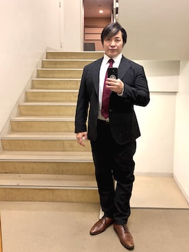 「アイテム（スーツセット）」を使った、棚橋弘至さん（メンズ・181cm）の秋コーディネート