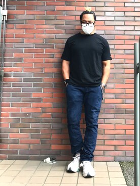 「STEVENSON OVERALL CO.（スティーブンソンオーバーオール）のアイテム（デニムパンツ）」を使った、棚橋弘至さん（メンズ・181cm）の夏コーディネート