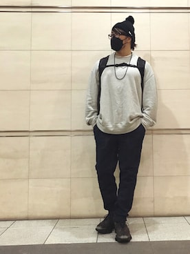 「CDG（シーディージー）のアイテム（スウェット）」を使った、棚橋弘至さん（メンズ・181cm）の春コーディネート
