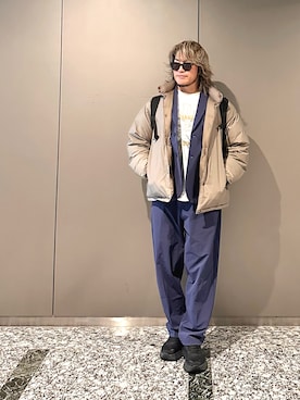 「アイテム（セットアップ）」を使った、棚橋弘至さん（メンズ・181cm）の秋コーディネート