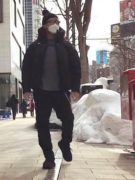 「SOPHNET.（ソフネット）のアイテム（ダウンジャケット/コート）」を使った、棚橋弘至さん（メンズ・181cm）の冬コーディネート