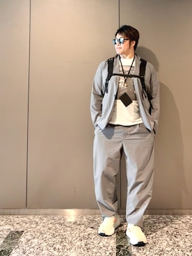 「後楽園ホールTシャツのアイテム（Tシャツ/カットソー、ホワイト系）」を使った、棚橋弘至さん（メンズ・181cm）の夏コーディネート