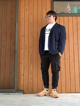 「EDWIN（エドウィン）のアイテム」を使った、棚橋弘至さん（メンズ・181cm）の夏コーディネート