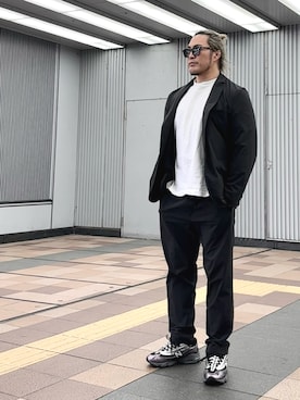 「NEW BALANCE（ニューバランス）のアイテム」を使った、棚橋弘至さん（メンズ・181cm）の夏コーディネート