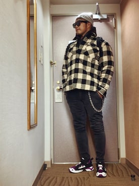 「Ron Herman（ロン ハーマン）のアイテム（ジャケット/アウター）」を使った、棚橋弘至さん（メンズ・181cm）の冬コーディネート