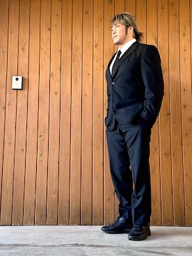 「アイテム（スーツセット）」を使った、棚橋弘至さん（メンズ・181cm）の冬コーディネート