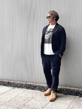 「アイテム（セットアップ）」を使った、棚橋弘至さん（メンズ・181cm）の春コーディネート