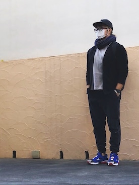 「アイテム（マフラー）」を使った、棚橋弘至さん（メンズ・181cm・40代）の冬コーディネート