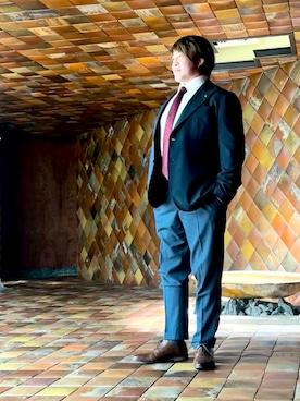 「アイテム（スーツセット）」を使った、棚橋弘至さん（メンズ・181cm）の春コーディネート