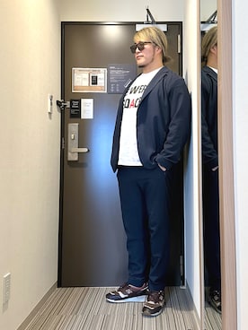 「アイテム（ジャケット/アウター）」を使った、棚橋弘至さん（メンズ・181cm）の夏コーディネート
