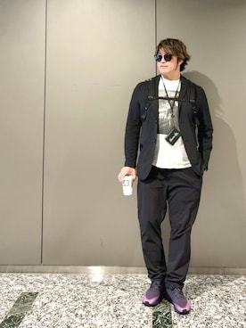 「アイテム（セットアップ）」を使った、棚橋弘至さん（メンズ・181cm）の春コーディネート