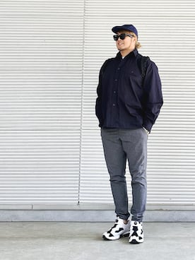「NEW ERA（ニューエラ）のアイテム（シャツ/ブラウス）」を使った、棚橋弘至さん（メンズ・181cm）の春コーディネート