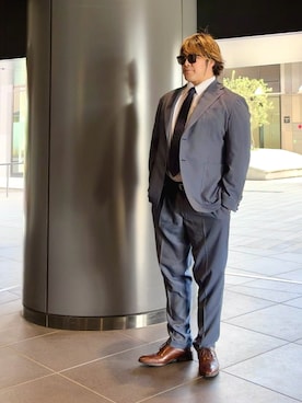 「アイテム（フォーマルスーツ/小物）」を使った、棚橋弘至さん（メンズ・181cm）の春コーディネート
