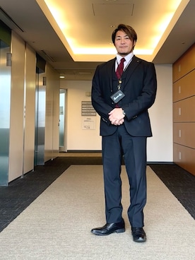 「アイテム（フォーマルスーツ/小物）」を使った、棚橋弘至さん（メンズ・181cm）の春コーディネート