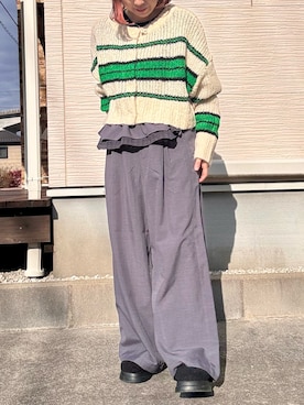 「アイテム（スリッポン）」を使った、yukatoshibonさん（レディース・154cm）の冬コーディネート