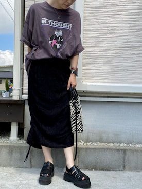 「アイテム（バングル/リストバンド、パープル系）」を使った、yukatoshibonさん（レディース・154cm）の夏コーディネート