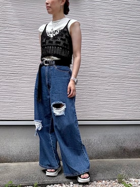 「アイテム（タンクトップ）」を使った、yukatoshibonさん（レディース・154cm）の夏コーディネート