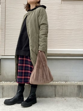 「coca（coca）（コカ）のアイテム（その他アウター）」を使った、yukatoshibonさん（レディース・154cm）の冬コーディネート