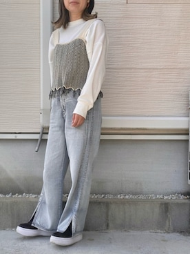 「LOWRYS FARM（ローリーズファーム）のフリンジビスチェ　947813（ベスト）」を使った、yukatoshibonさん（レディース・154cm）の春コーディネート