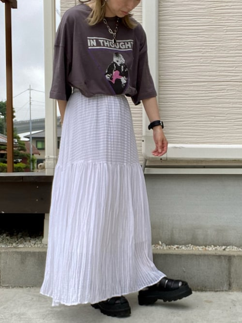 プランテーション ウエストシャーリング　ロングスカート　ペチコート付 麻混 JEANASIS（ジーナシス）の「ハイウエストシャーリングロング