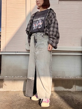 「アイテム（デニムスカート）」を使った、yukatoshibonさん（レディース・154cm）の秋コーディネート