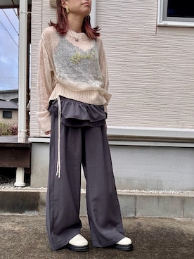 「お洒落さんとつながりたい」｜「アイテム（スリッポン）」を使った、yukatoshibonさん（レディース・154cm）の秋コーディネート