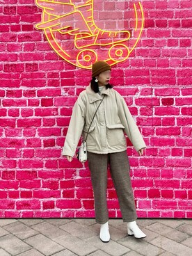 「no brand（ノーブランド）のアイテム（その他アウター）」を使った、chuangさん（レディース・158cm）の冬コーディネート