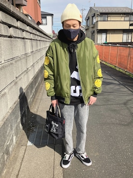 「SMILEY FACE（スマイリーフェイス）のアイテム」を使った、‪✩ShiGёKi✩さん（メンズ・170cm）の春コーディネート