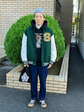 「アイテム（スタジャン）」を使った、‪✩ShiGёKi✩さん（メンズ・170cm）の秋コーディネート