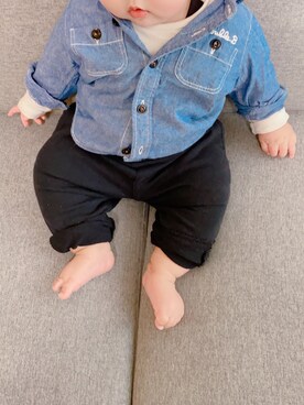 「DOUBLE_B（ダブルビー）のアイテム（トップス）」を使った、u_rontyaさん（キッズ・70cm）の春コーディネート