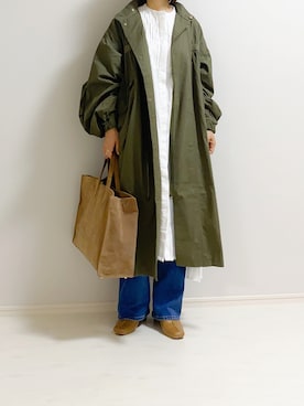 「シャツワンピ」｜「アイテム（モッズコート）」を使った、saltaiaiさん（レディース・159cm）の秋コーディネート