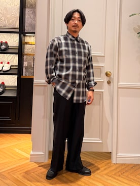 「DRESSTERIOR（ドレステリア）の【ウォッシャブル】サイドゴア ワンタックワイドパンツ（その他パンツ、ブラック系）」を使った、tsuruta.dressteriorさん（メンズ・164cm）の夏コーディネート