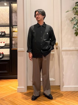 「DRESSTERIOR（ドレステリア）の【ウォッシャブル】サイドゴア ワンタックワイドパンツ（その他パンツ、ブラウン系）」を使った、tsuruta.dressteriorさん（メンズ・164cm）の夏コーディネート