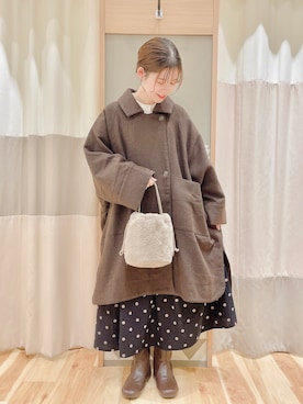 「ドットスカート」｜「アイテム（その他アウター）」を使った、あやかさん（レディース・153cm）の秋コーディネート